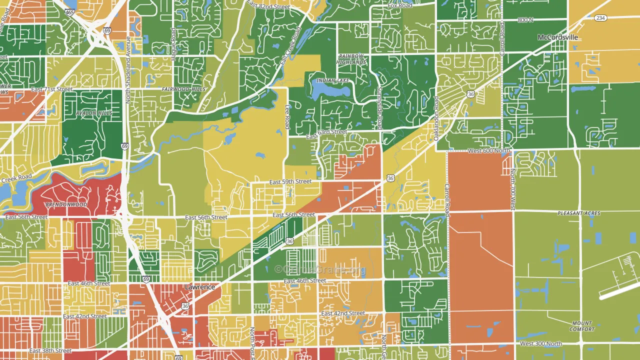 Lawrence, IN Map of Theft Rates