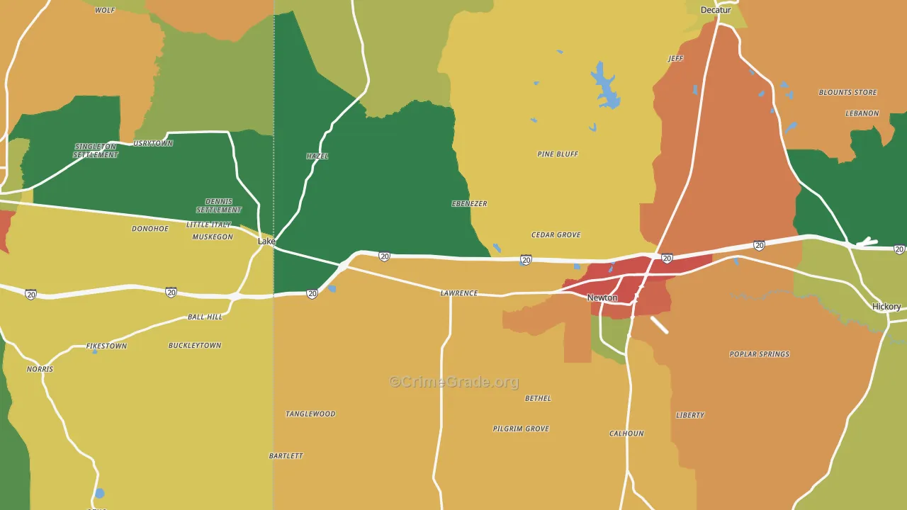 Lawrence, MS Map of Theft Rates