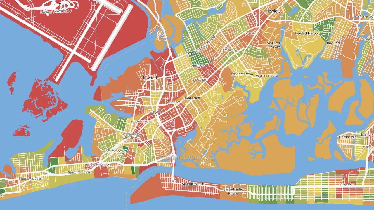 Lawrence, NY Map of Theft Rates