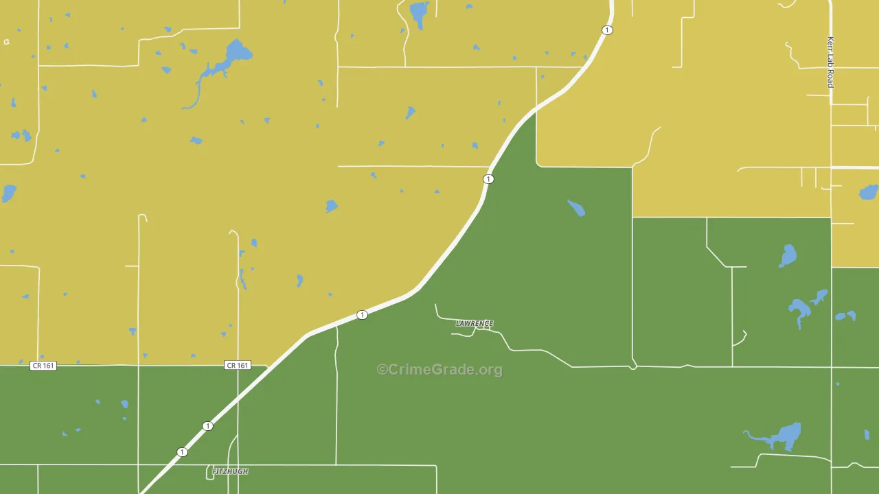 Lawrence, OK Map of Theft Rates