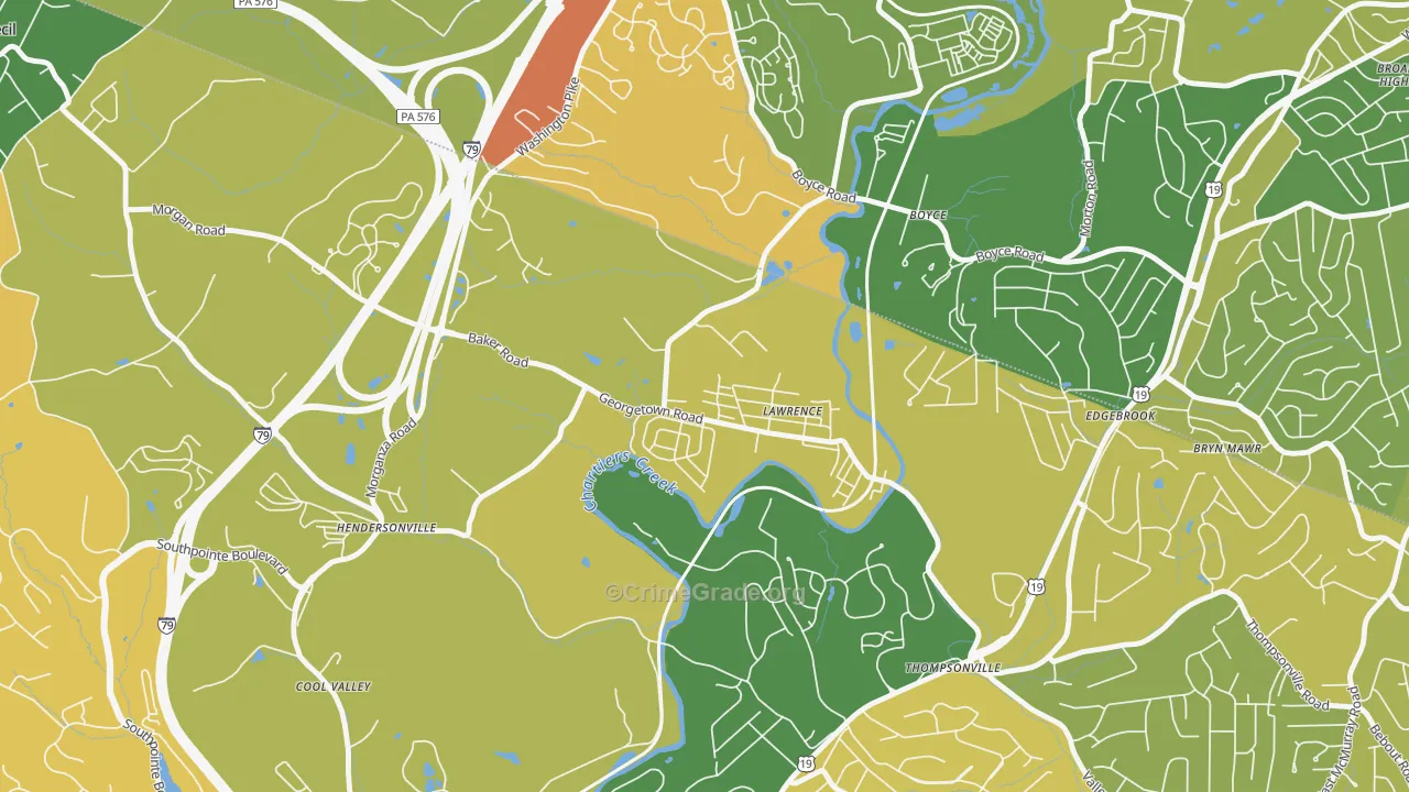 Lawrence, PA Map of Theft Rates