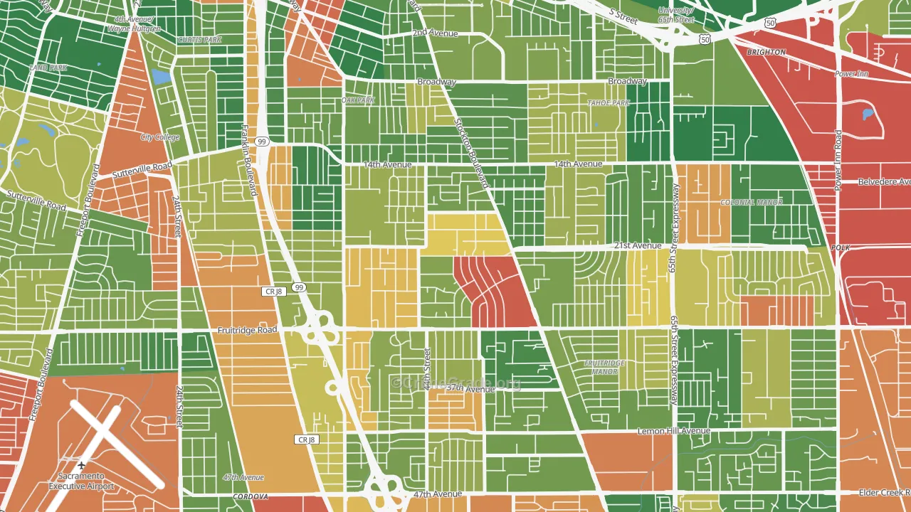 Lawrence Park, Sacramento, CA Map of Theft Rates
