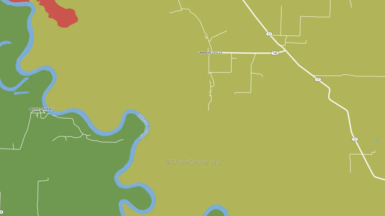 Lawrenceville, AR Map of Theft Rates