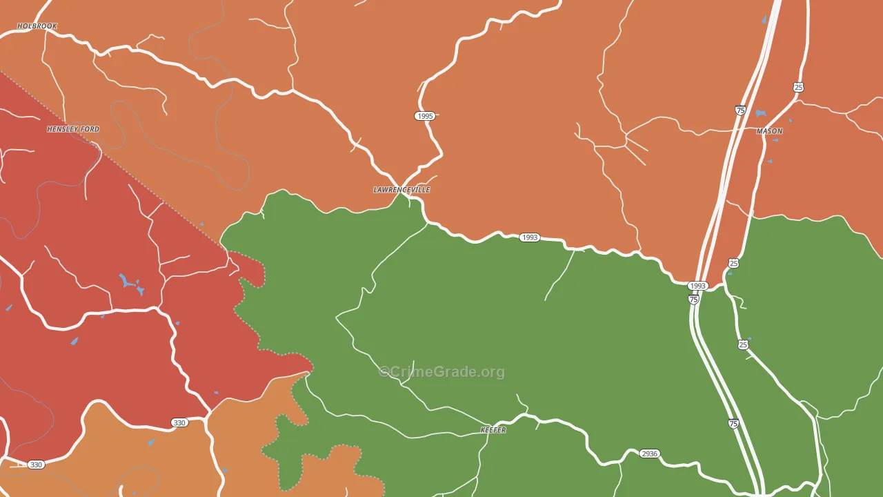 Lawrenceville, KY Map of Theft Rates