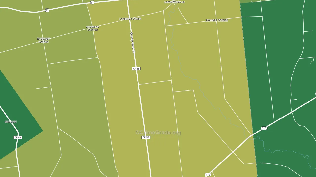 Lawrenceville, NY Map of Theft Rates