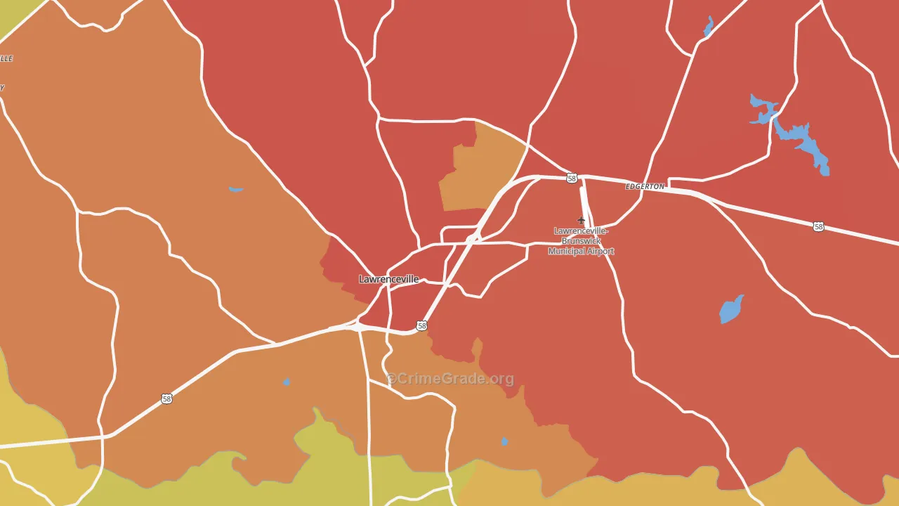 Lawrenceville, VA Map of Theft Rates