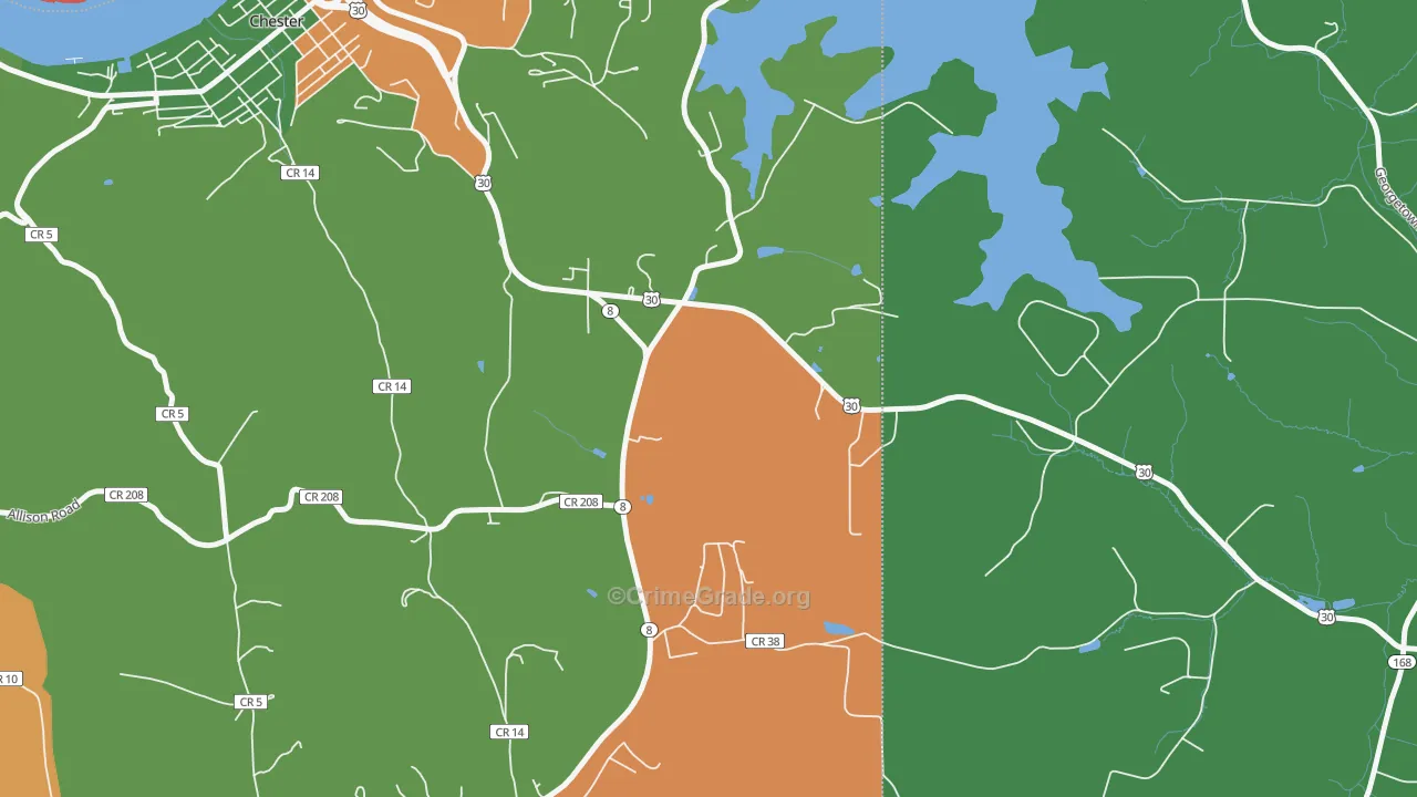 Lawrenceville, WV Map of Theft Rates