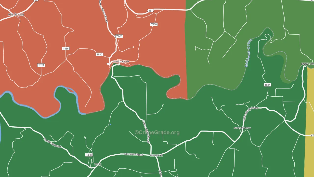 Lawsonham, PA Map of Theft Rates