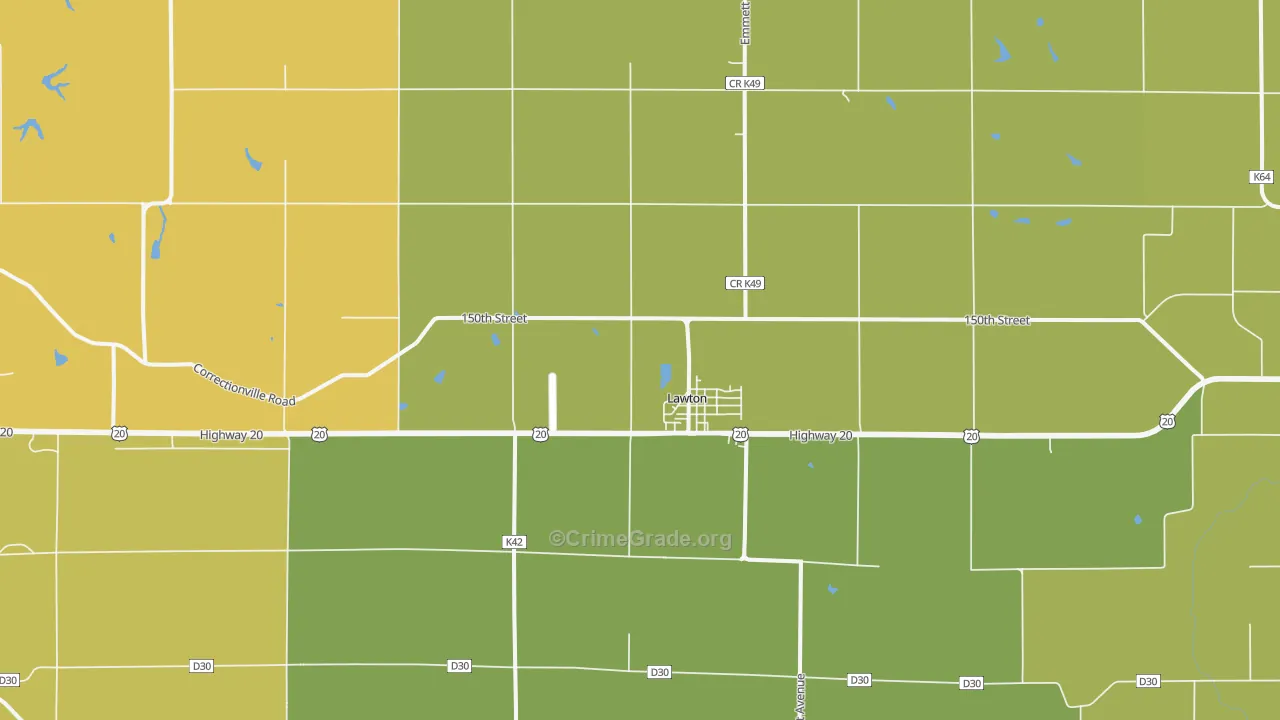 Lawton, IA Map of Theft Rates