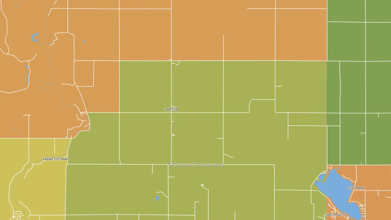 Lawton, IN Map of Theft Rates