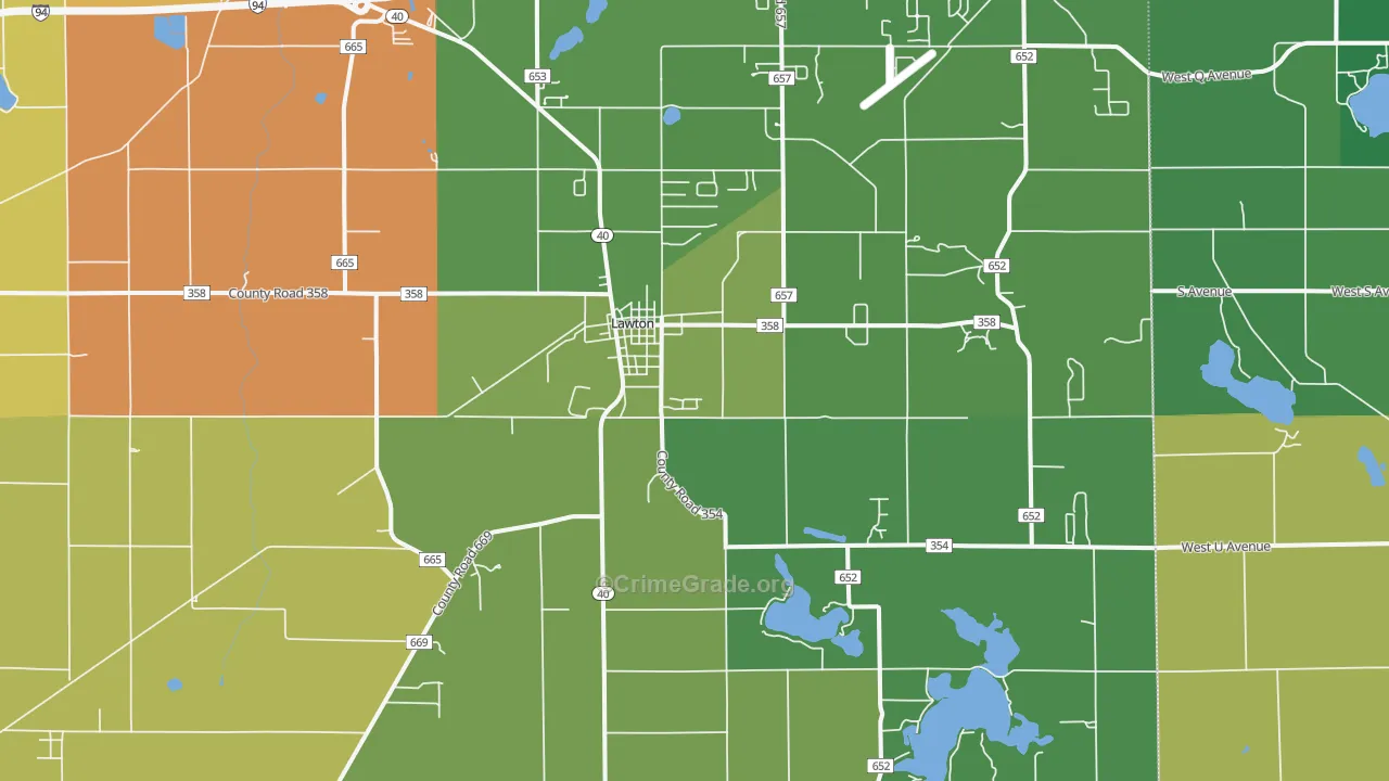 Lawton, MI Map of Theft Rates