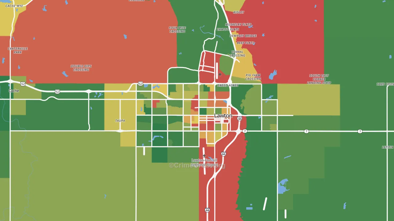 Lawton, OK Map of Theft Rates