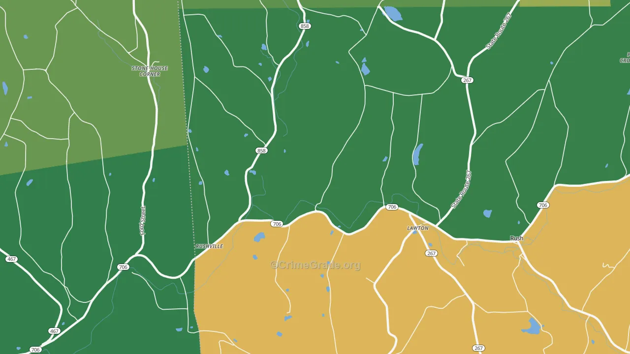 Lawton, PA Map of Theft Rates