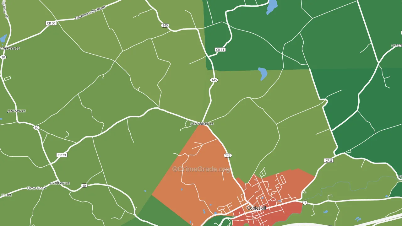 Lawyersville, NY Map of Theft Rates
