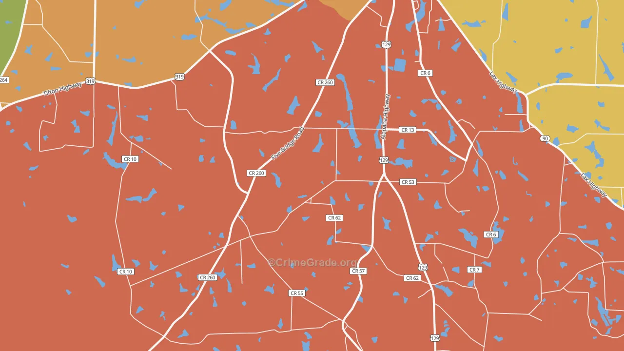 Lax, GA Map of Theft Rates