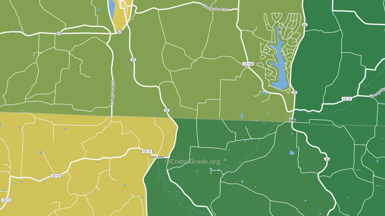 Layland, OH Map of Theft Rates