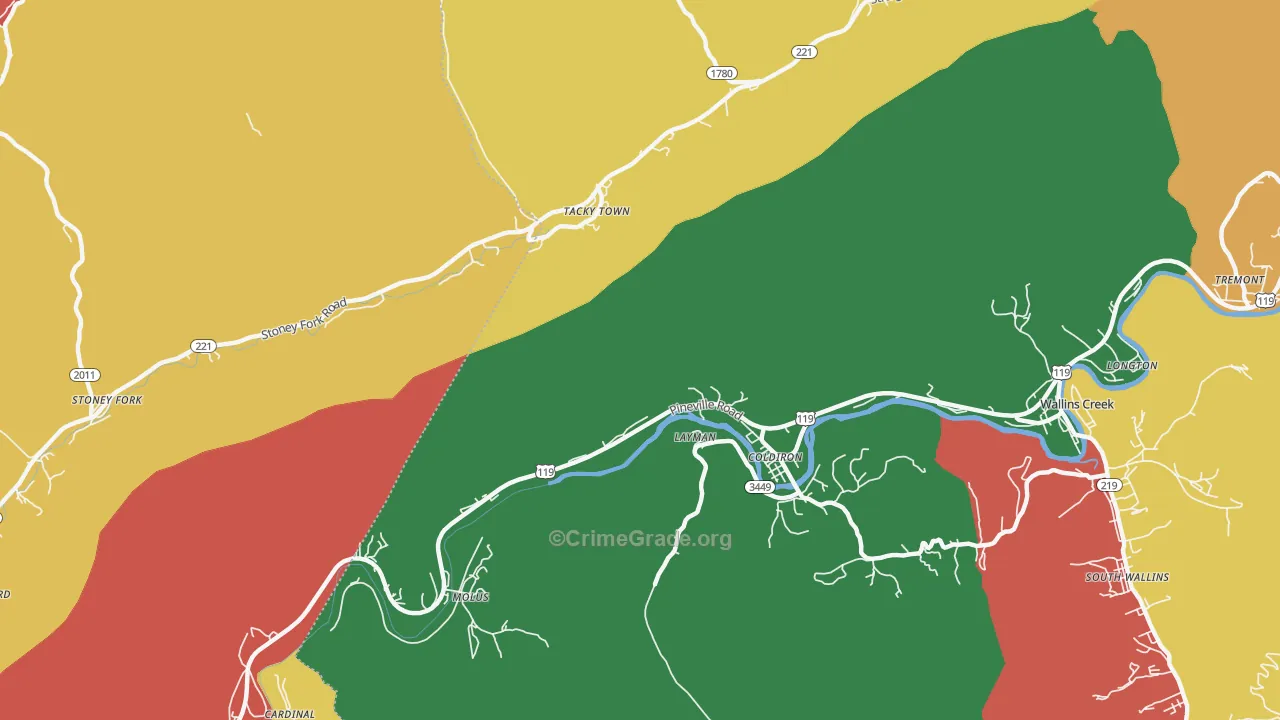Layman, KY Map of Theft Rates