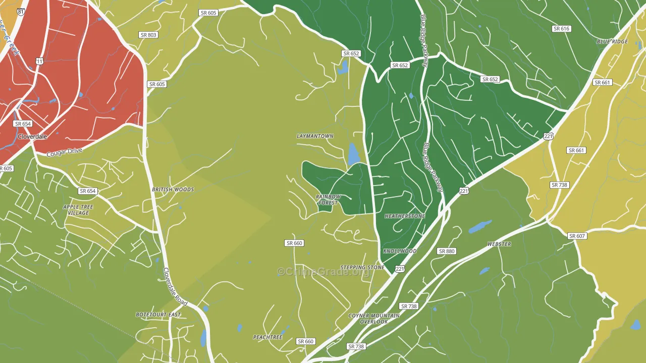 Laymantown, VA Map of Theft Rates