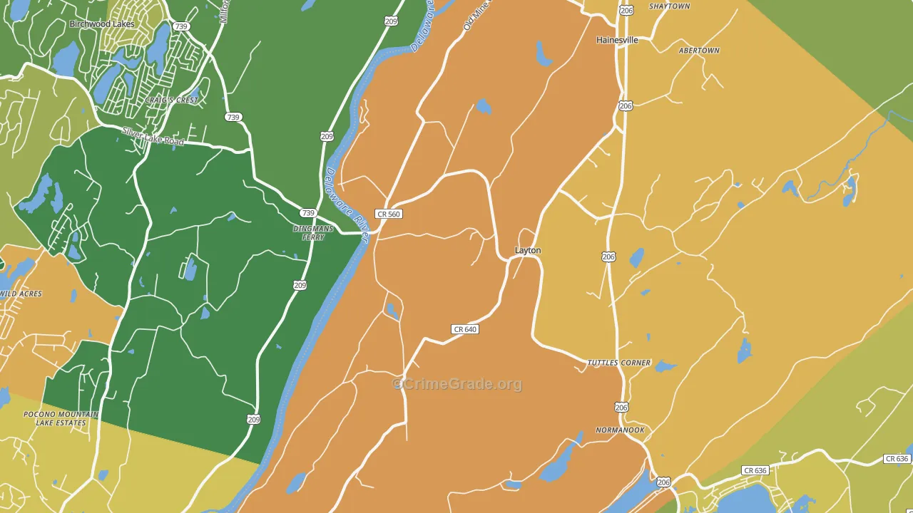 Layton, NJ Map of Theft Rates