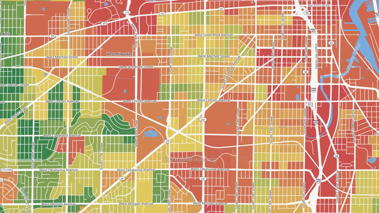 Layton Park, Milwaukee, WI Map of Theft Rates