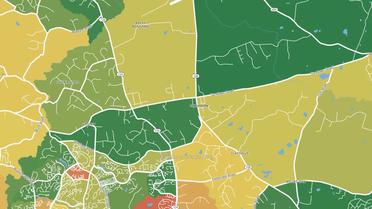 Laytonsville, MD Map of Theft Rates