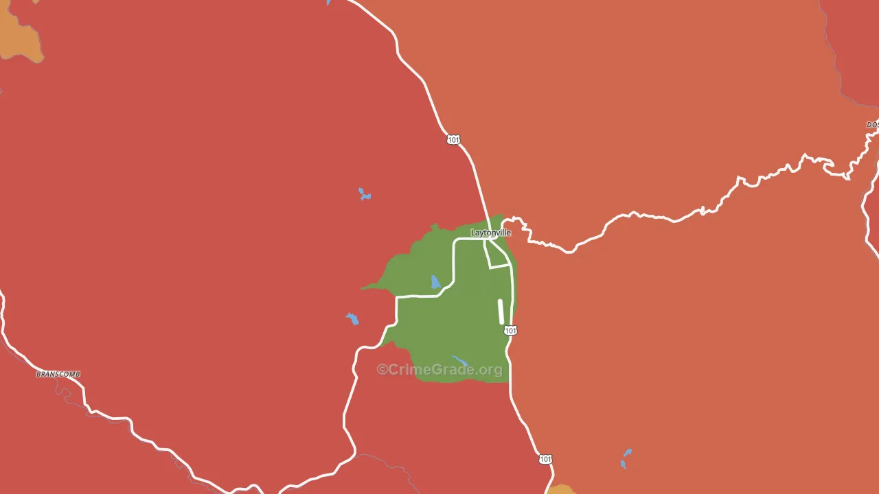Laytonville, CA Map of Theft Rates