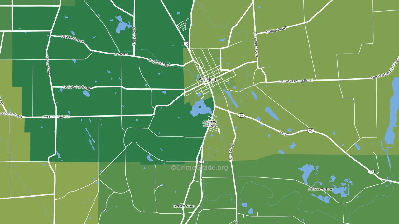Le Boeuf Gardens, PA Map of Theft Rates