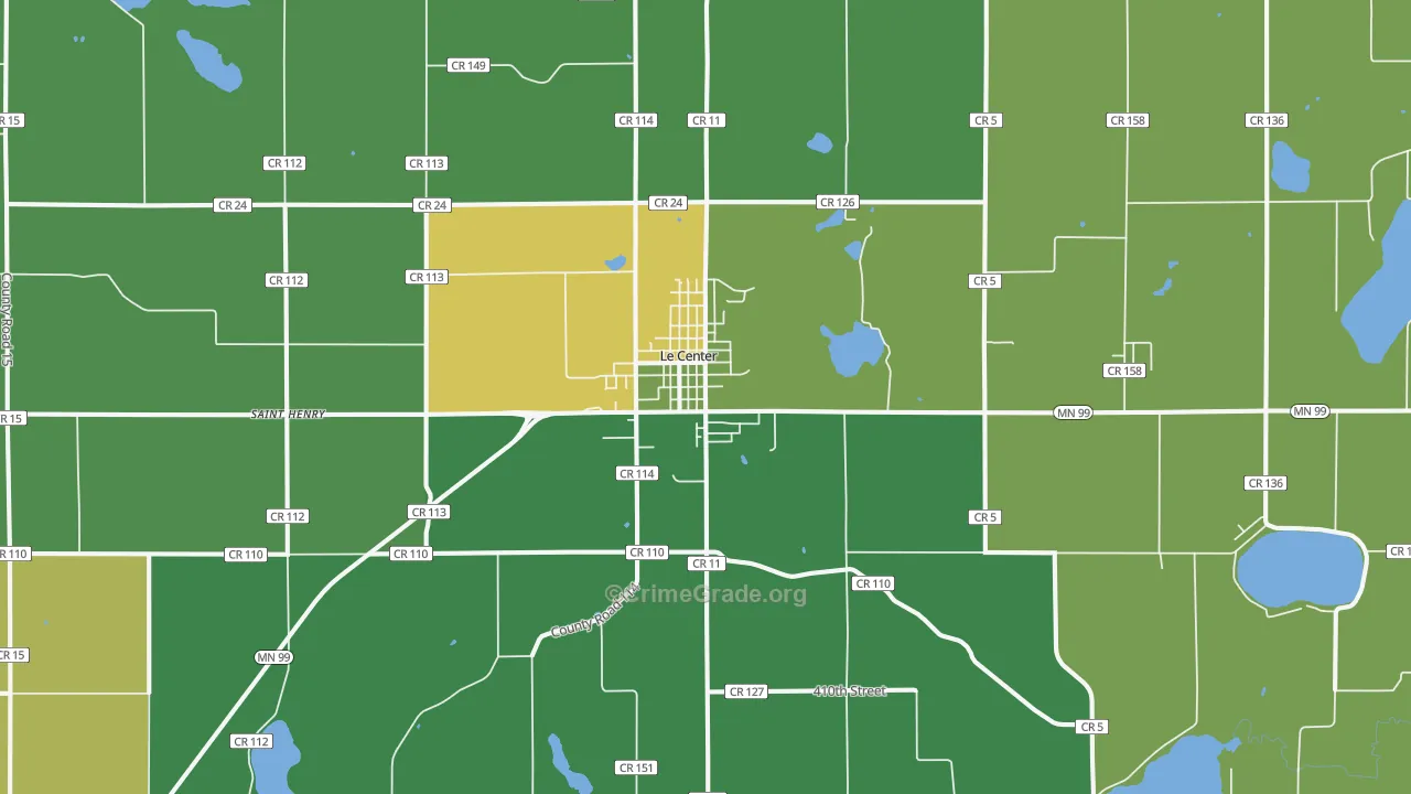 Le Center, MN Map of Theft Rates