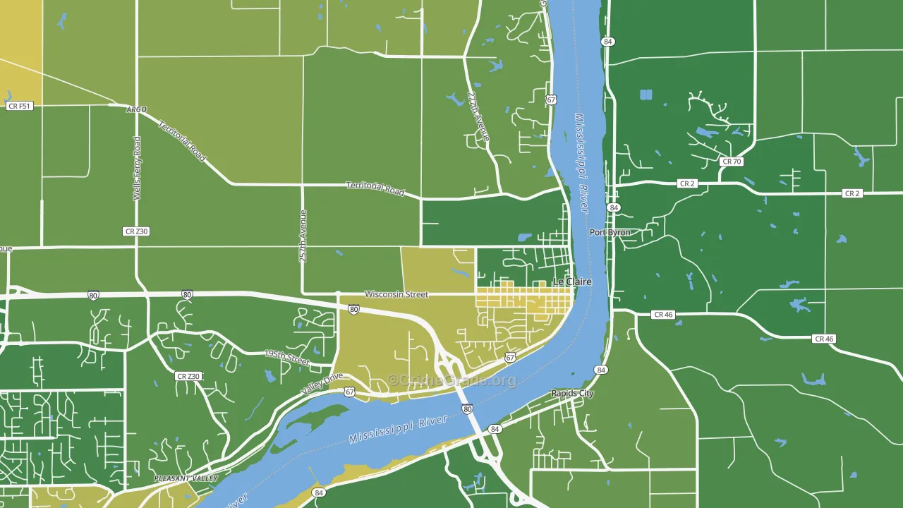 Le Claire, IA Map of Theft Rates