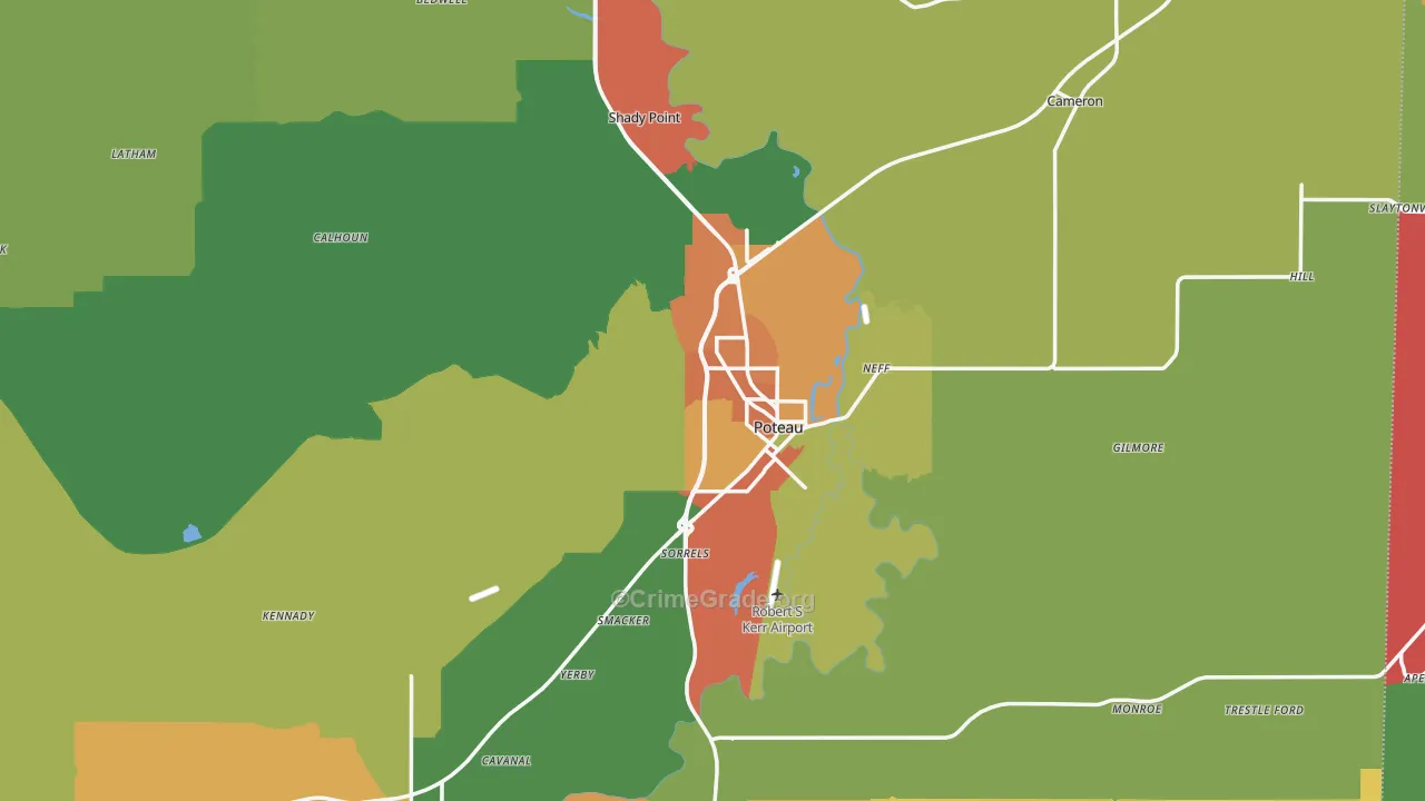 Le Flore County, OK Map of Theft Rates