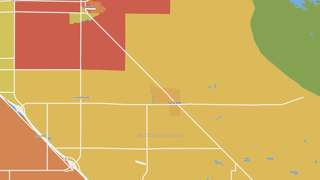 Le Grand, CA Map of Theft Rates