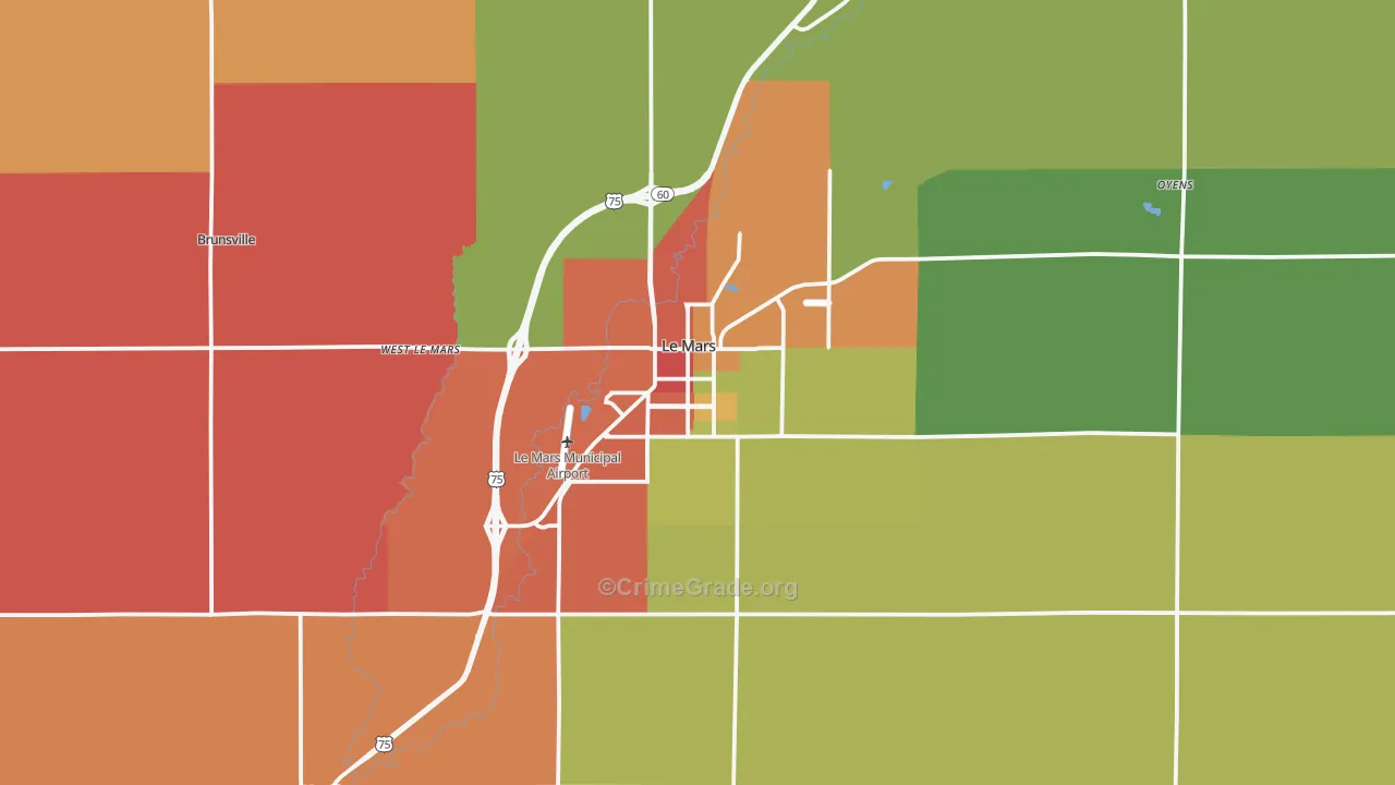 Le Mars, IA Map of Theft Rates