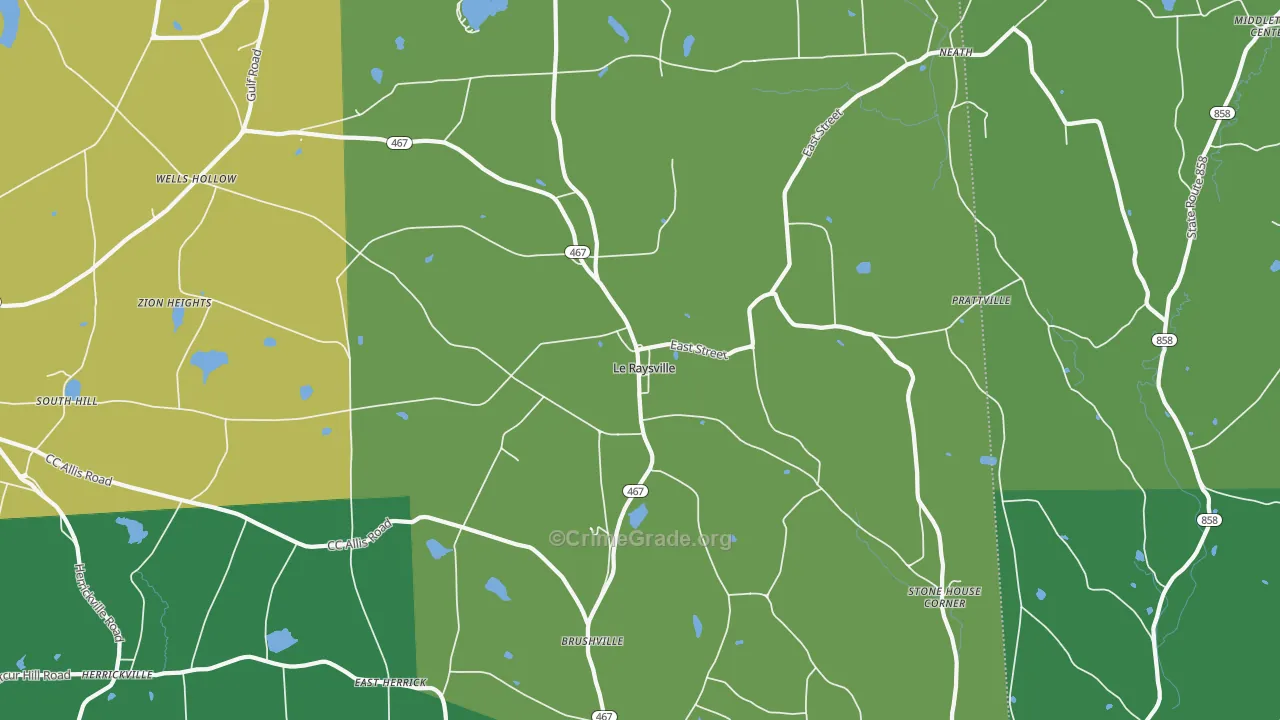 Le Raysville, PA Map of Theft Rates