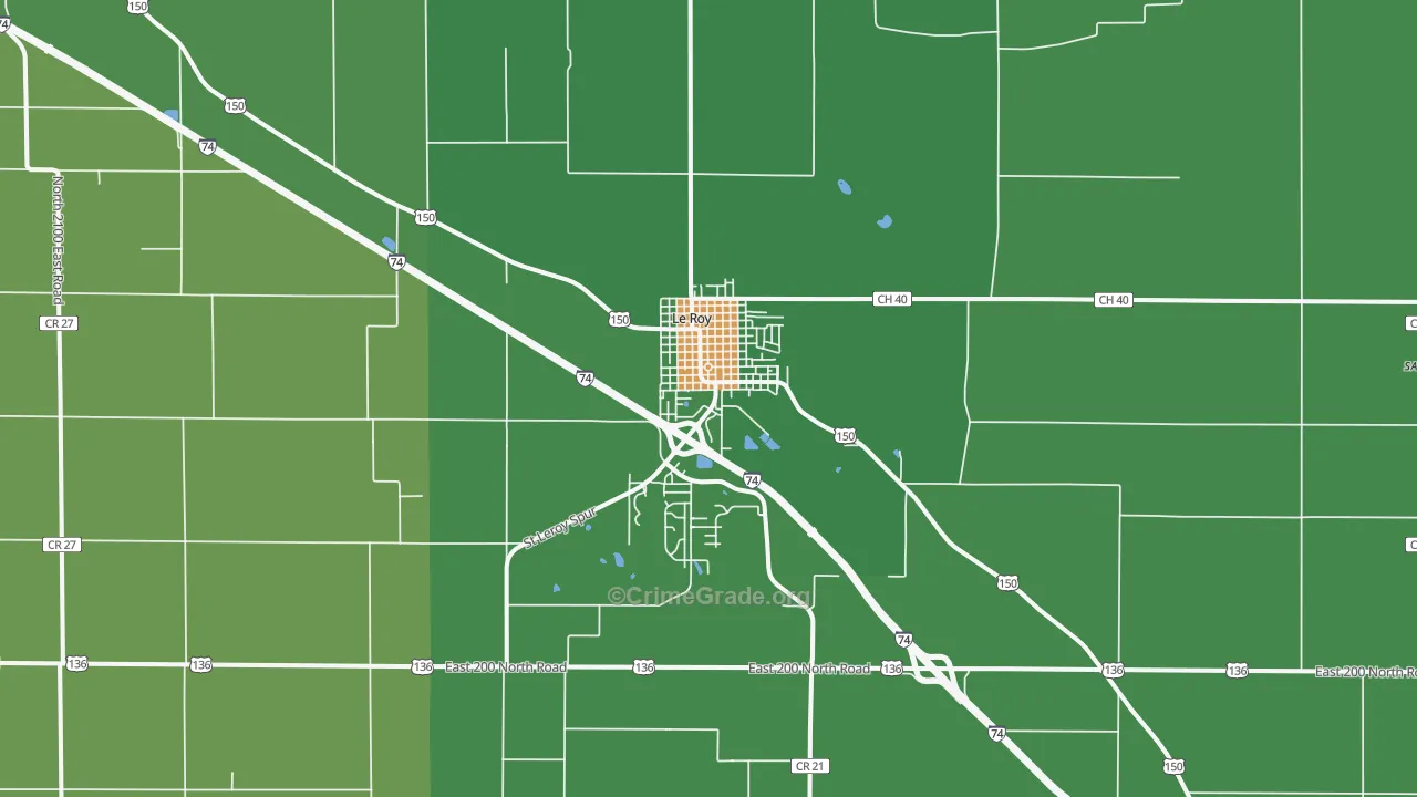 Le Roy, IL Map of Theft Rates