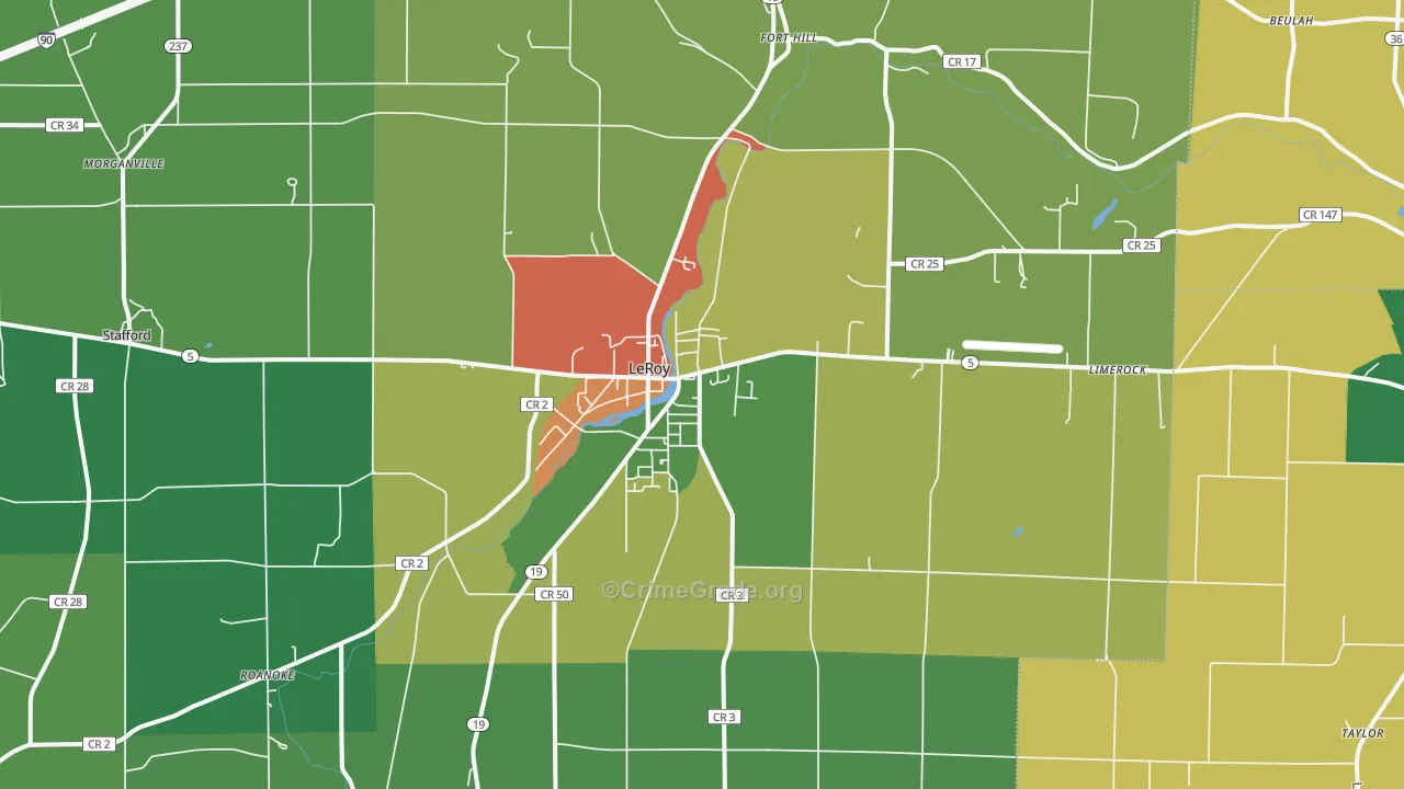 Le Roy, NY Map of Theft Rates