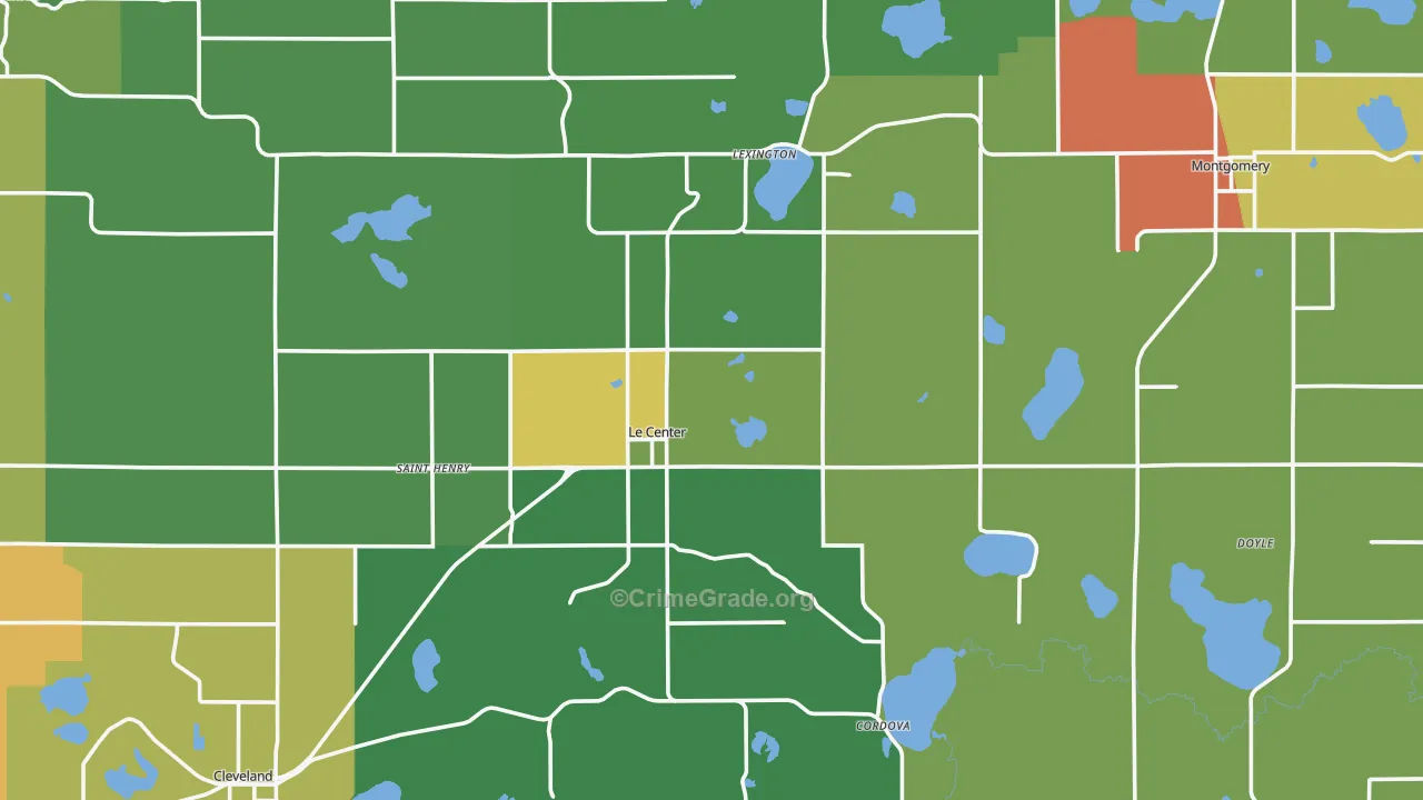 Le Sueur County, MN Map of Theft Rates