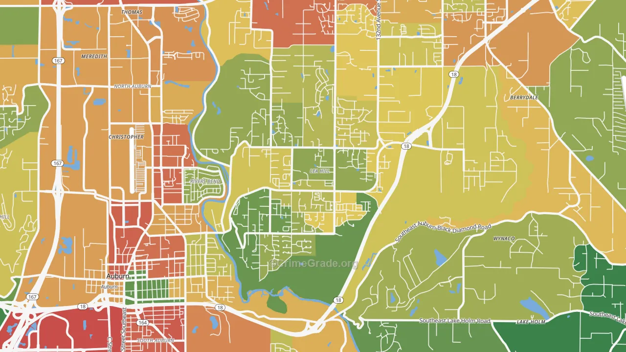 Lea Hill, Auburn, WA Map of Theft Rates