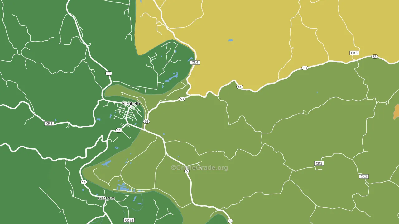 Leachtown, WV Map of Theft Rates
