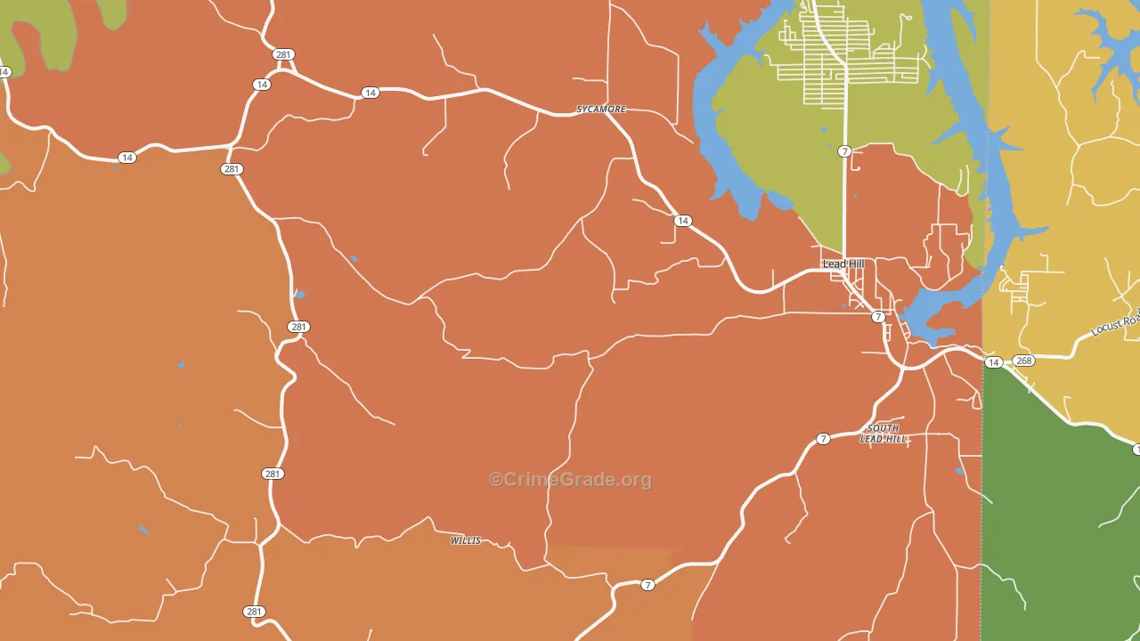 Lead Hill, AR Map of Theft Rates