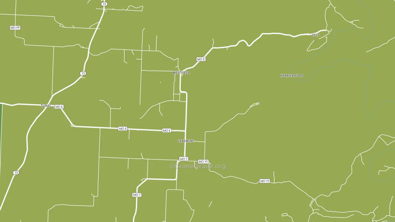 Leadmine, MO Map of Theft Rates