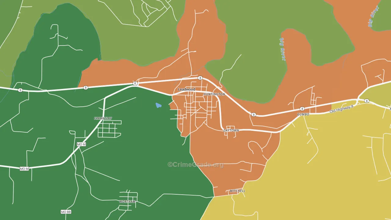 Leadwood, MO Map of Theft Rates