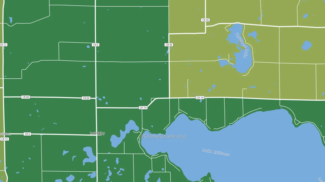 Leaf Valley, MN Map of Theft Rates