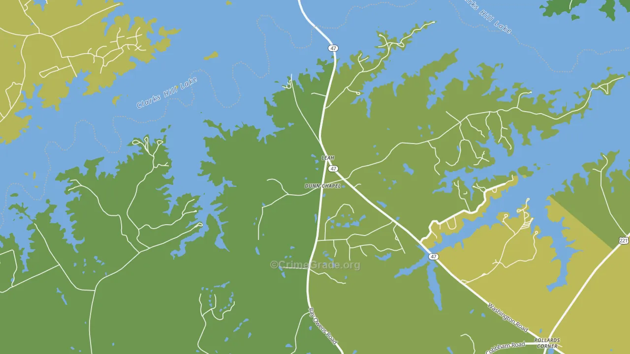 Leah, GA Map of Theft Rates