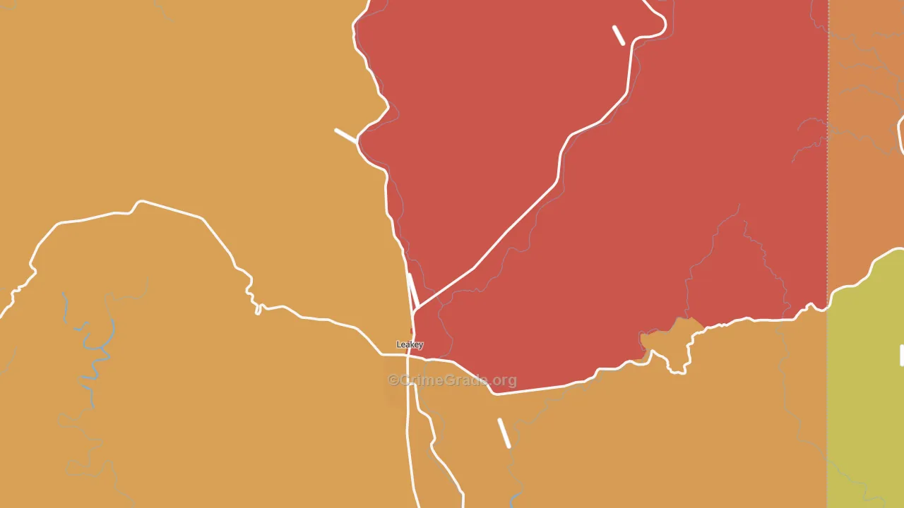 Leakey, TX Map of Theft Rates