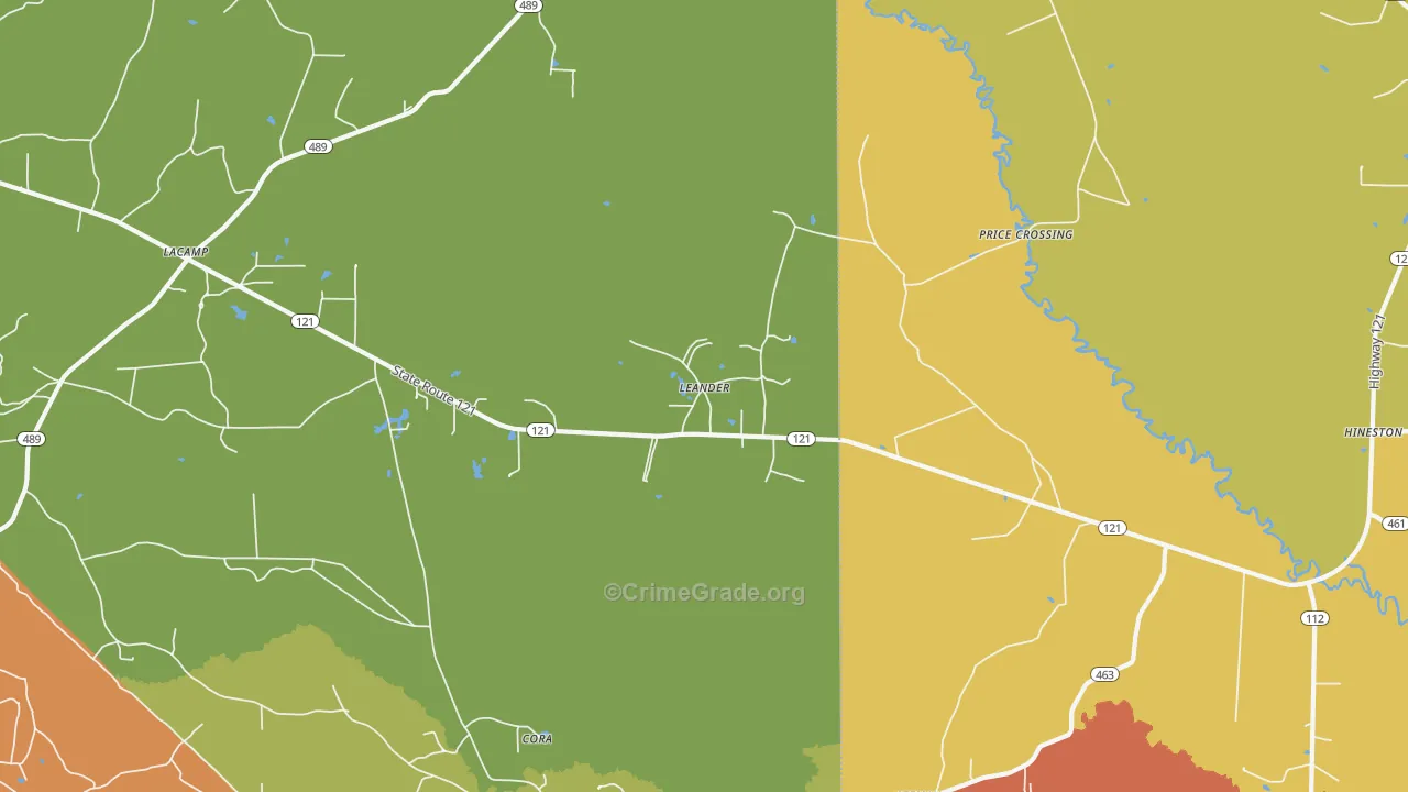 Leander, LA Map of Theft Rates