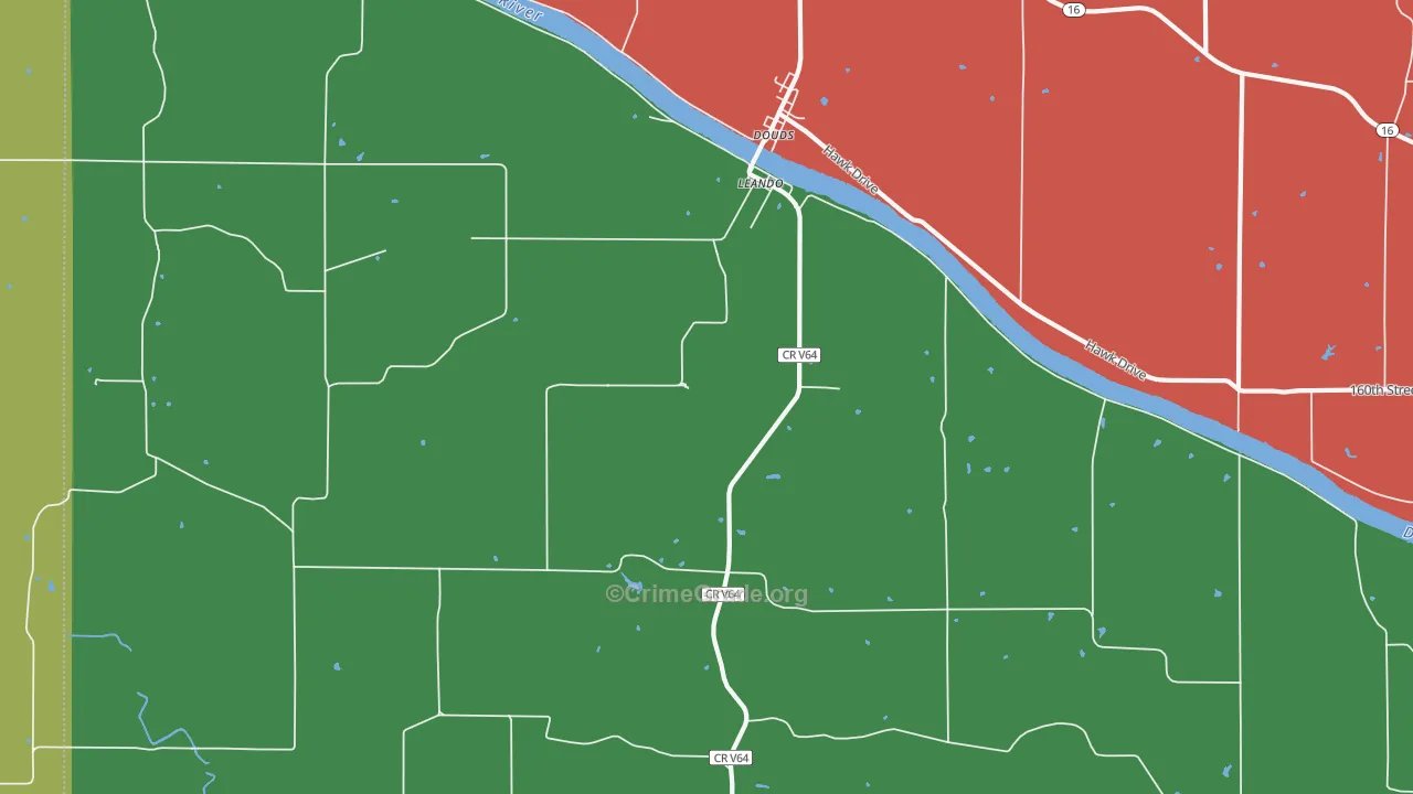 Leando, IA Map of Theft Rates