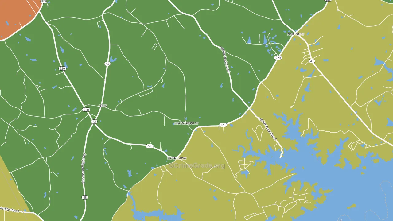 Leathersville, GA Map of Theft Rates