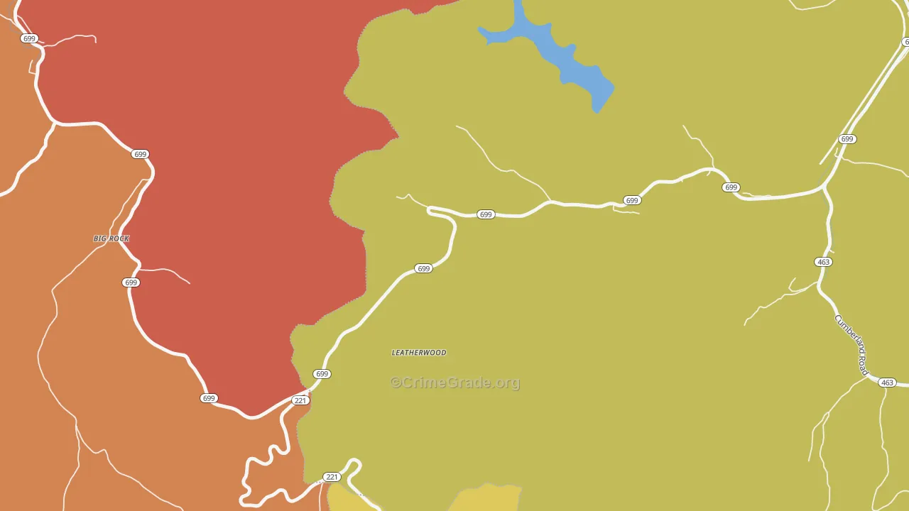 Leatherwood, KY Map of Theft Rates