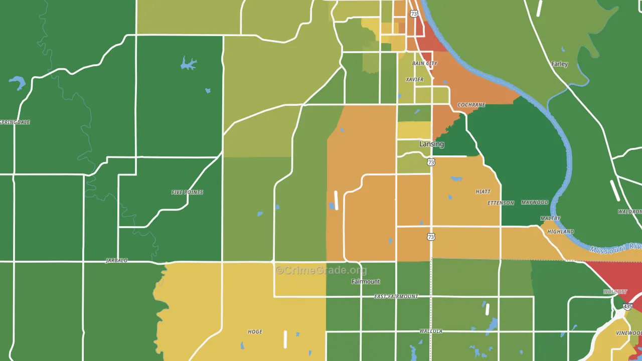 Leavenworth County, KS Map of Theft Rates