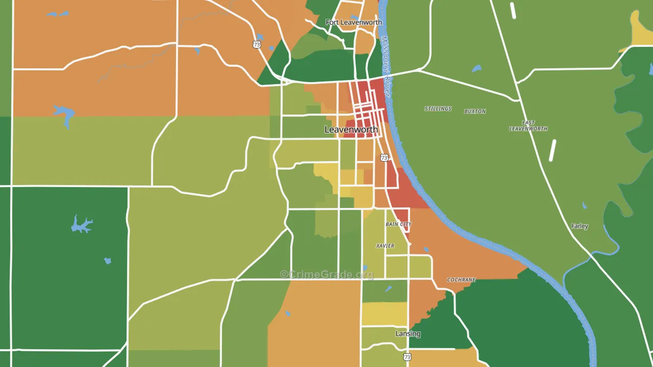 Leavenworth, KS Map of Theft Rates